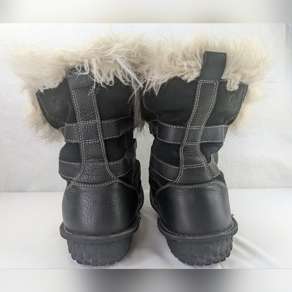 Sorel Kaya Winter Snow Boots Women's Size 7.5 Waterproof Faux Fur Leather Black - Picture 3 of 12
